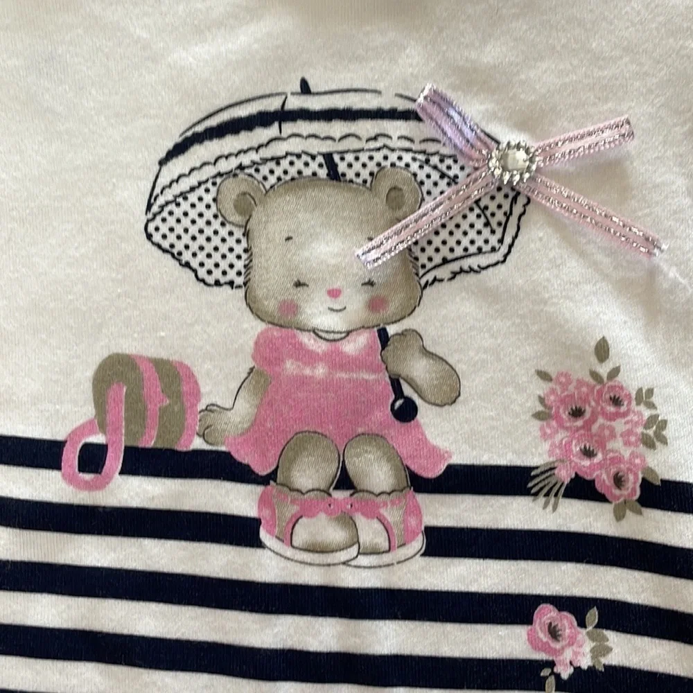 ERSIN Baby girl dressy onesie 100% organic cotton Made in Turkey EMBELLISHED 6-9